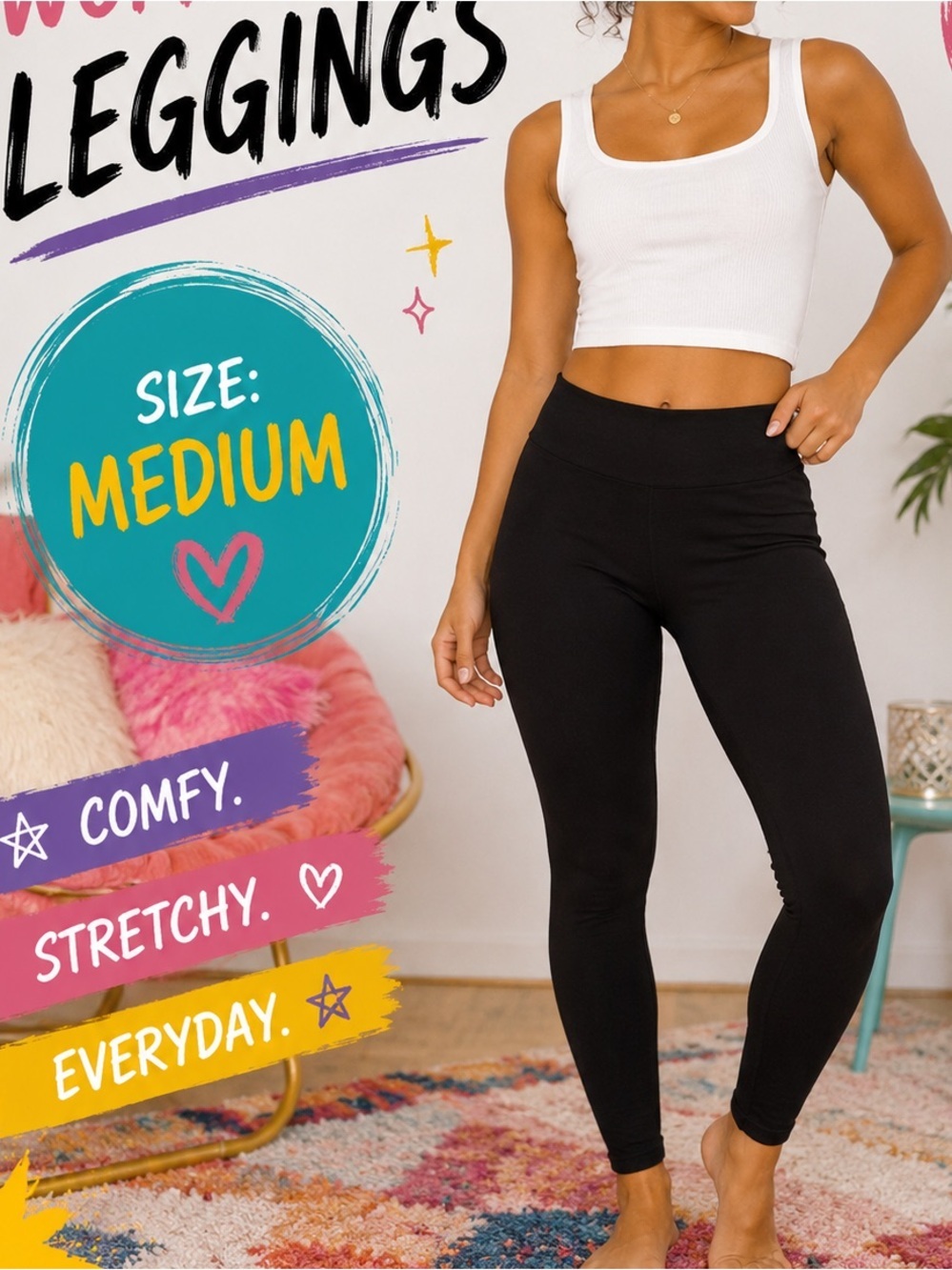 VICTORIAS SECRET Black Leggings MEDIUM